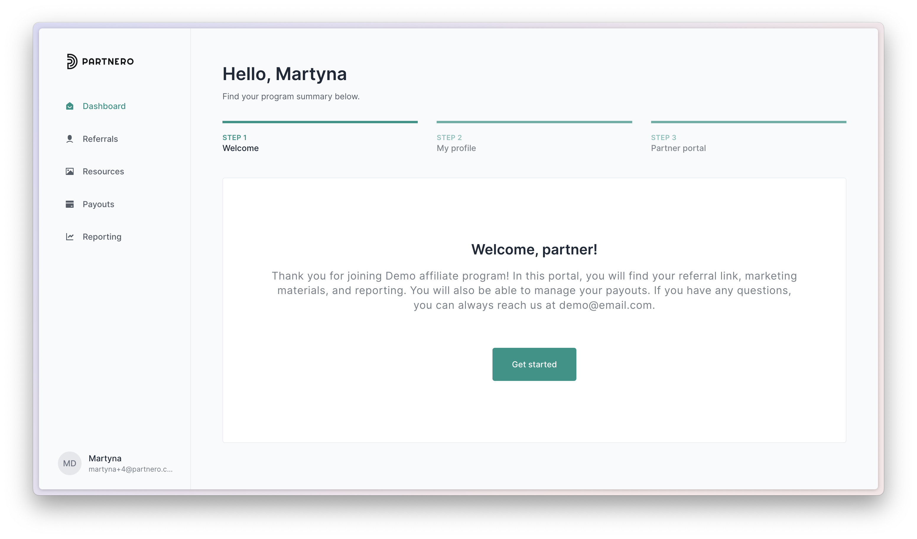 Onboarding cards example